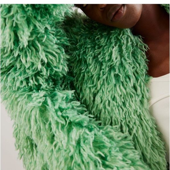 FREE PEOPLE Stargazer Fur Jacket / Mountain Green Renata Bolber - Picture 5 of 6